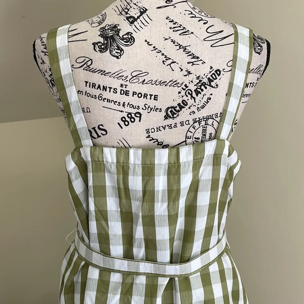 NWT ModCloth Past But Not Least Green Belted Gingham Dress SZ L - Picture 8 of 14